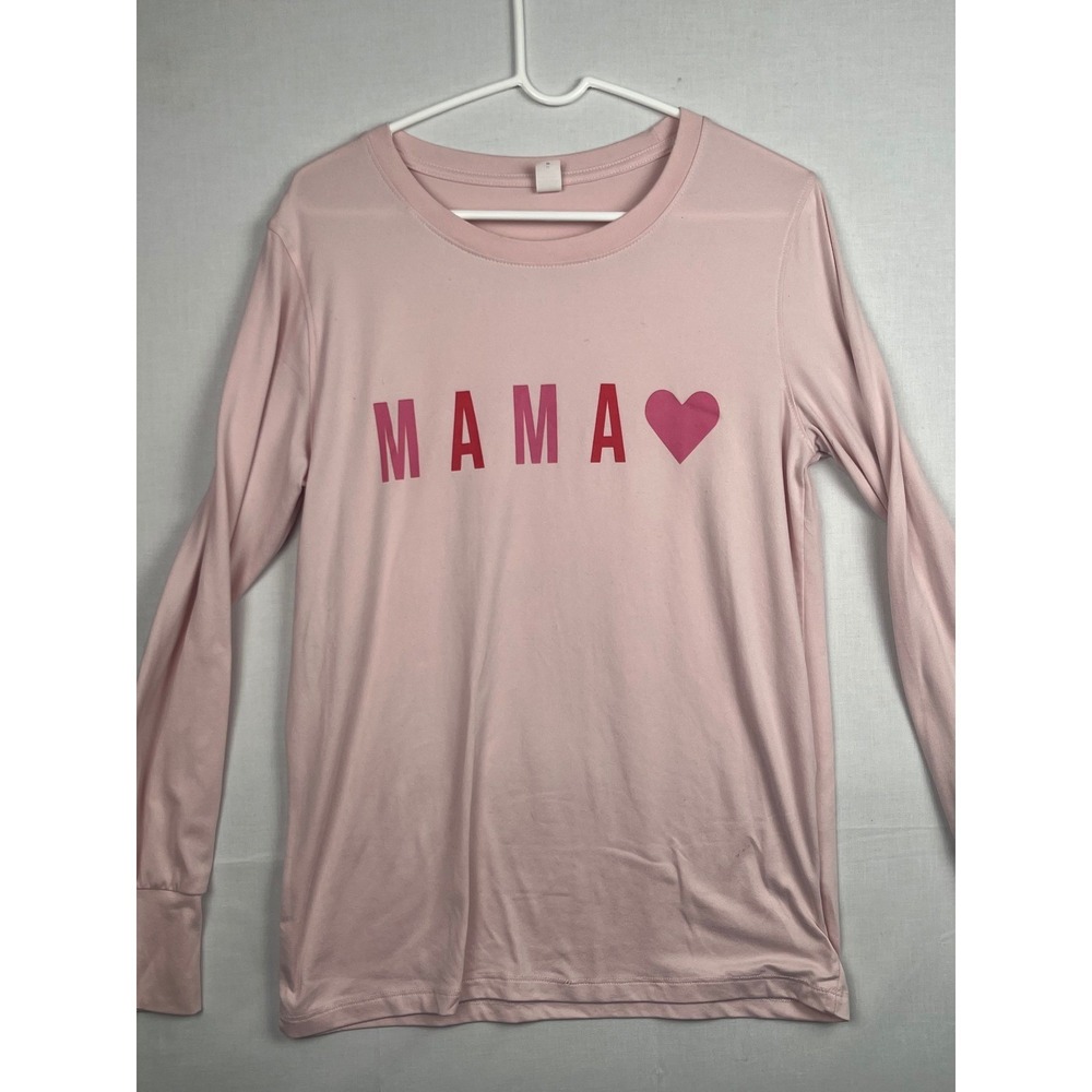 The Belly Bundle Mama Heart Maternity Long Sleeve Shirt Pink Size Medium M